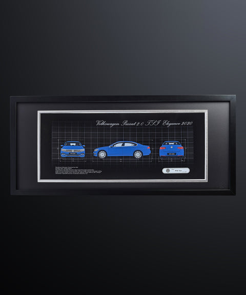 Framed 3D Color Car Paper Carving Artwork【Car Front + Car Rear + Car Side】106cm X 48cm X 2cm ( Specially customized )