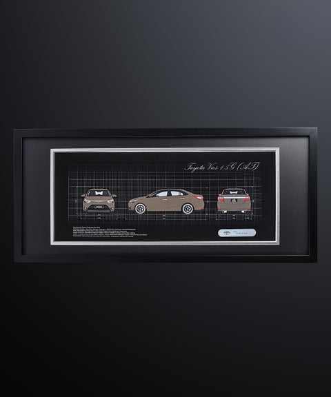 Framed 3D Color Car Paper Carving Artwork【Car Front + Car Rear + Car Side】106cm X 48cm X 2cm ( Specially customized )