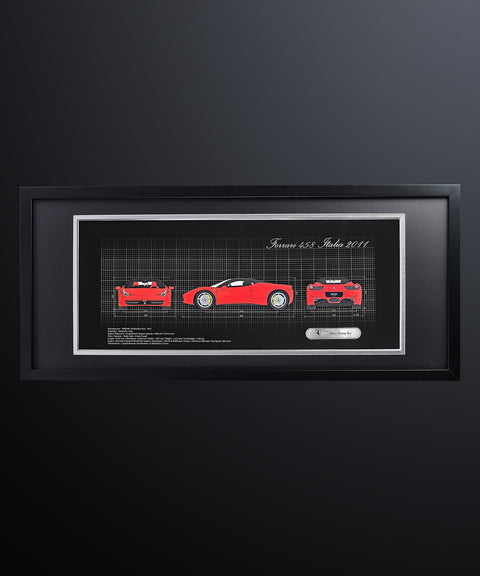 Framed 3D Color Car Paper Carving Artwork【Car Front + Car Rear + Car Side】106cm X 48cm X 2cm ( Specially customized )