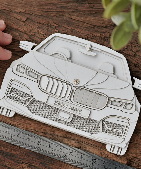 Framed 3D Car Paper Carving Artwork【Front Model】48cm X 33cm X 2cm ( Specially customized )