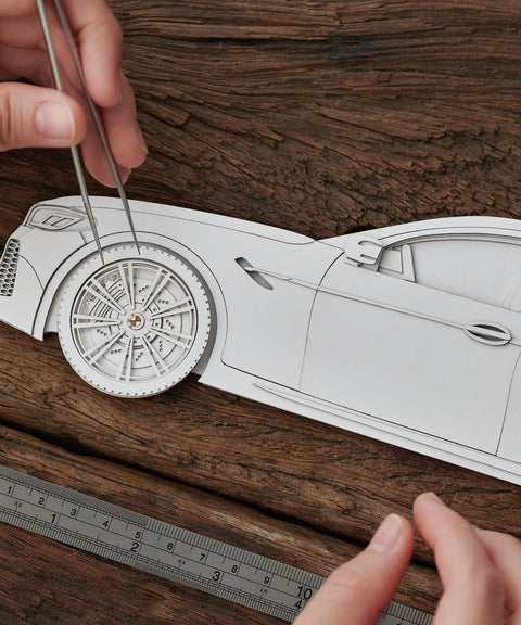 Framed 3D Car Paper Carving Artwork【Car Front + Car Rear + Car Side】106cm X 48cm X 2cm ( Specially customized )