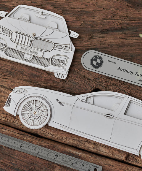 Framed 3D Car Paper Carving Artwork【Car Front/Rear + Car Side】82cm X 48cm X 2cm ( Specially customized )