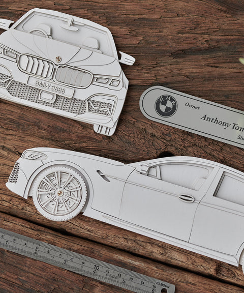 Framed 3D Car Paper Carving Artwork【Front Model】48cm X 33cm X 2cm ( Specially customized )