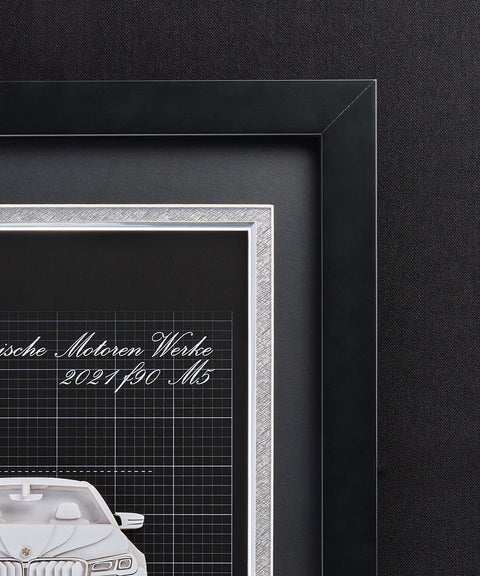 Framed 3D Car Paper Carving Artwork【Front Model】48cm X 33cm X 2cm ( Specially customized )