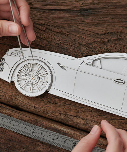 3D纸雕艺术汽车相框 （ 车头 + 车尾 + 车侧款 ) 108 X 49 X 2 cm