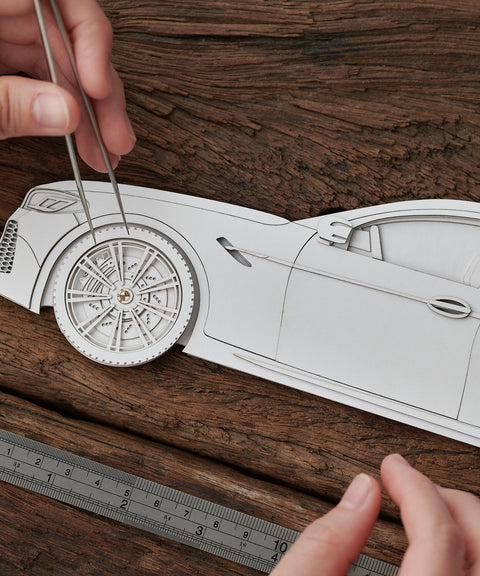 Framed 3D Car Paper Carving Artwork【Car Side】64cm X 49cm X 2cm